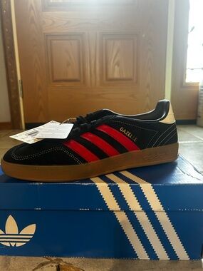 adidas Gazelle Men’s Black, Red & Gum Suede Sneaker